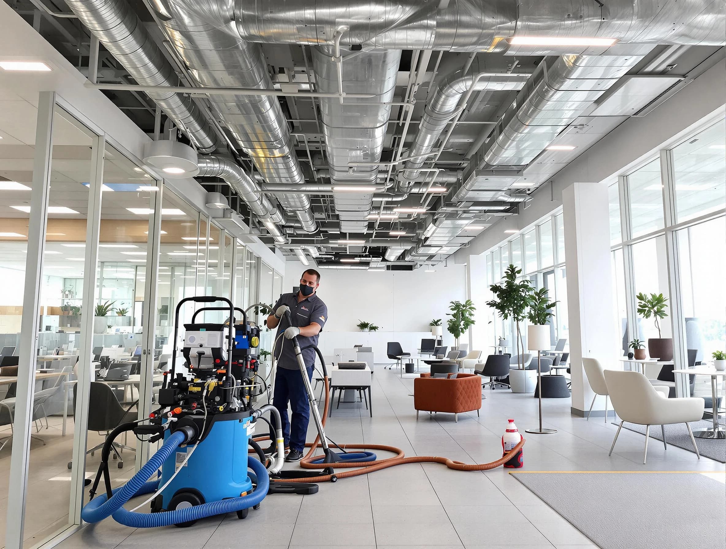 Bonanza Air Duct Cleaning team conducting comprehensive commercial duct cleaning at a business location in Bonanza